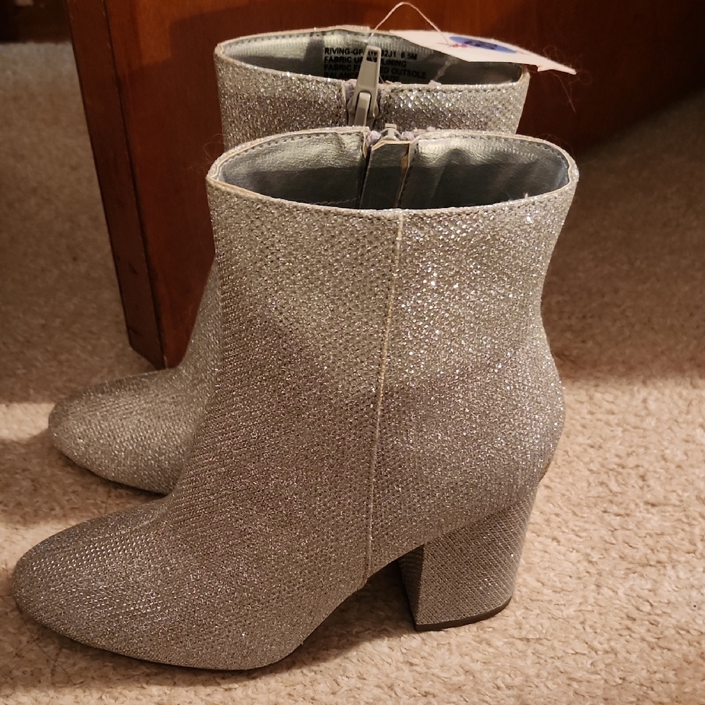 Madden Girl Sparkling Silver Ankle Booties